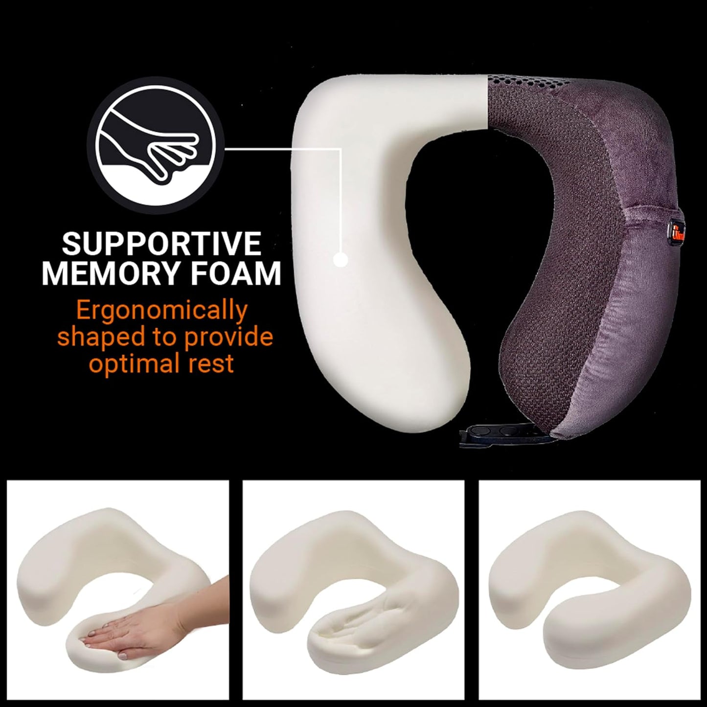 Go Travel Ultimate 3.0 Travel Pillow, Deluxe Memory Foam Neck Pillow with Magnetic Closure and Side Pocket, Ideal for Commute, Airplane, Car & Bus, Travel Essentials, Made in USA, Dark Gray