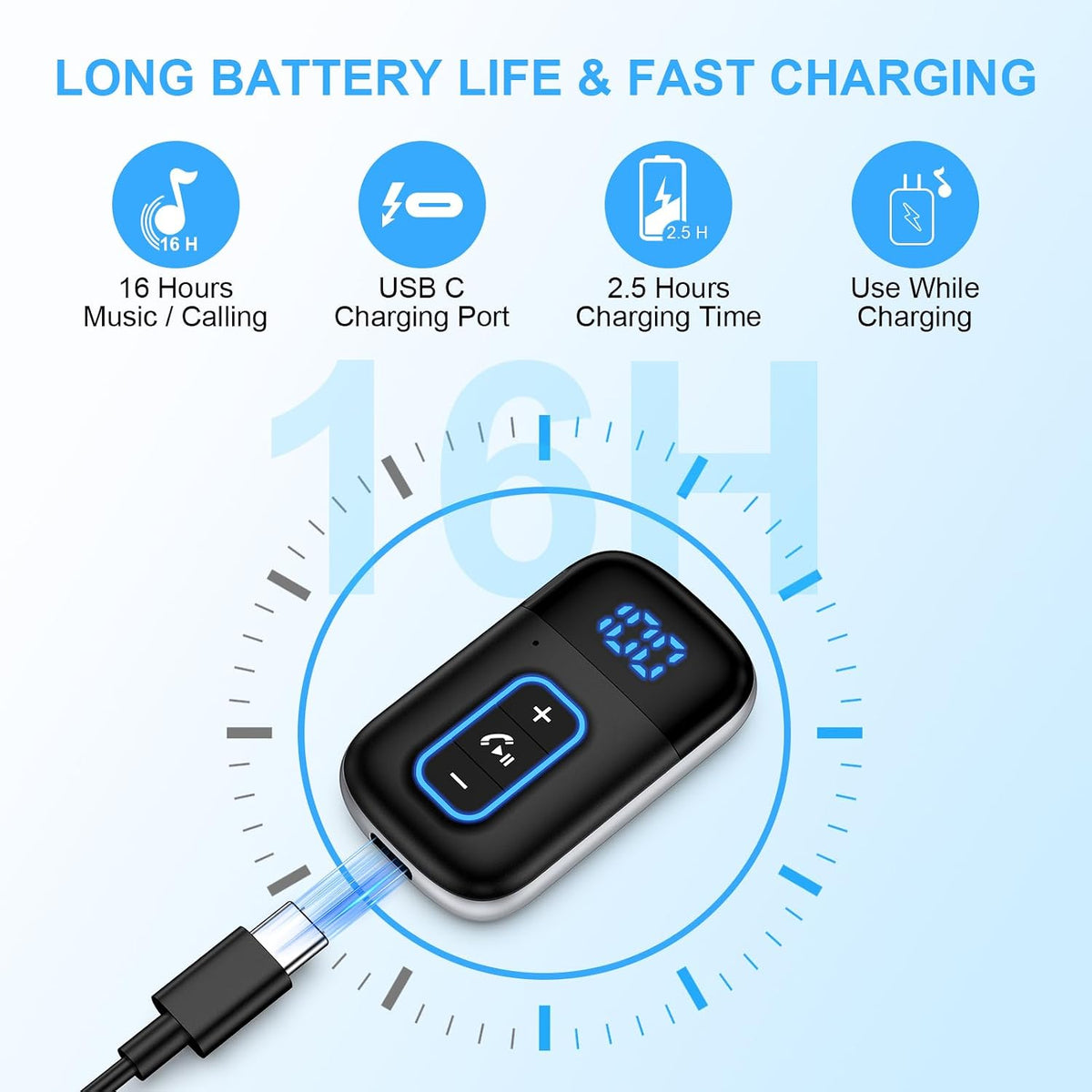 3.5mm Aux Bluetooth Car Adapter, Wireless Audio Receiver for Car/Speaker