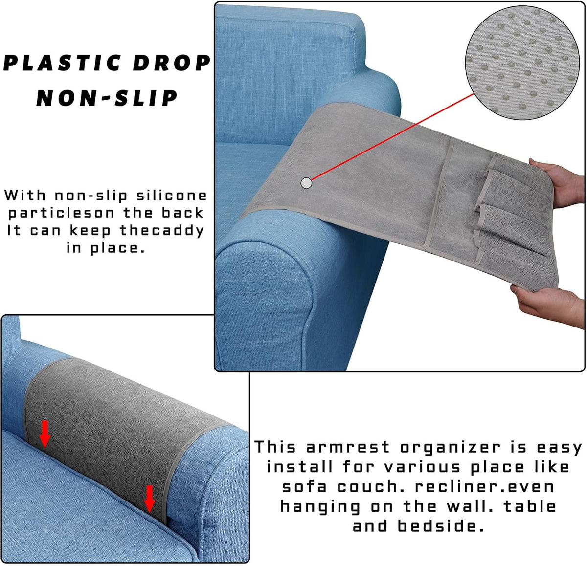 Remote Control Holders for Armchairs, Couch Caddy, Featuring Non-Slip Bases