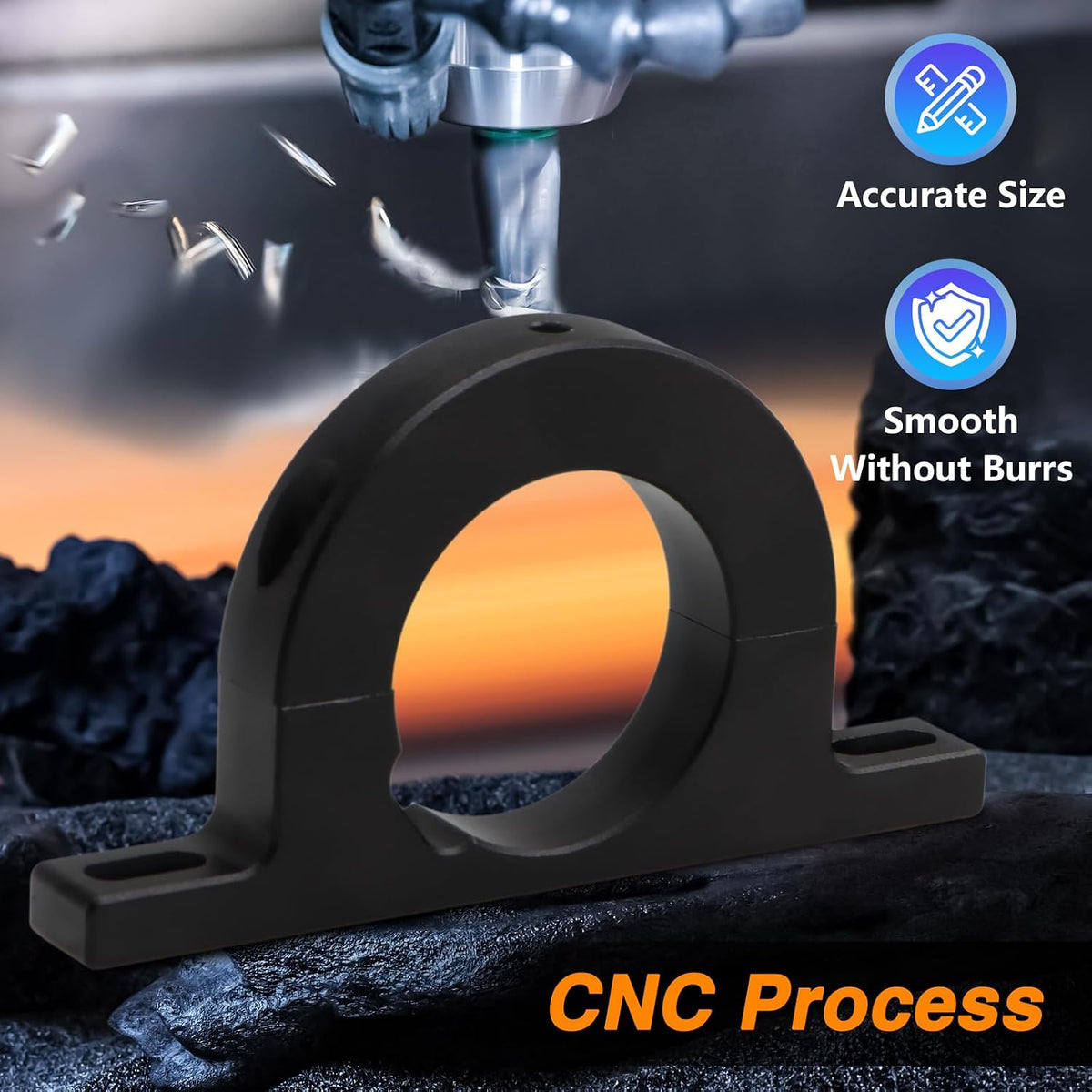 Black 2" Universal Steering Column Keyed No Drop Mount, Aluminum Alloy 2" Steering Column Underdash Mounts River Clamp for Most Common 2" Diameter Column Compatible with GM GMC Chevy Dodge Ford