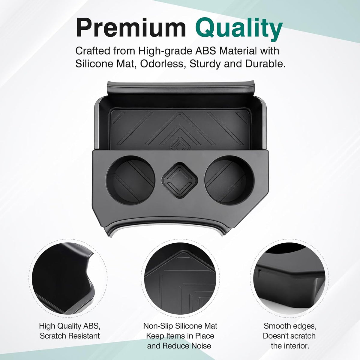 Karltys 2 in 1 Center Console Organizer Dining Tray with Cup Holder for Rivian R1S R1T Accessories 2022-2025 2026, 2 Layer Storage Box with Detachable Drink Holder & Anti-Slip Silicone Mat