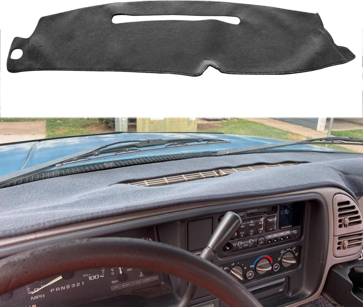 Black Dash Cover Fit Compatible with 2007-2014 Chevy Tahoe Avalanche Suburban GMC Yukon/2007-2013 Silverado LTZ GMC Sierra SLT,Dashboard Cover Carpet
