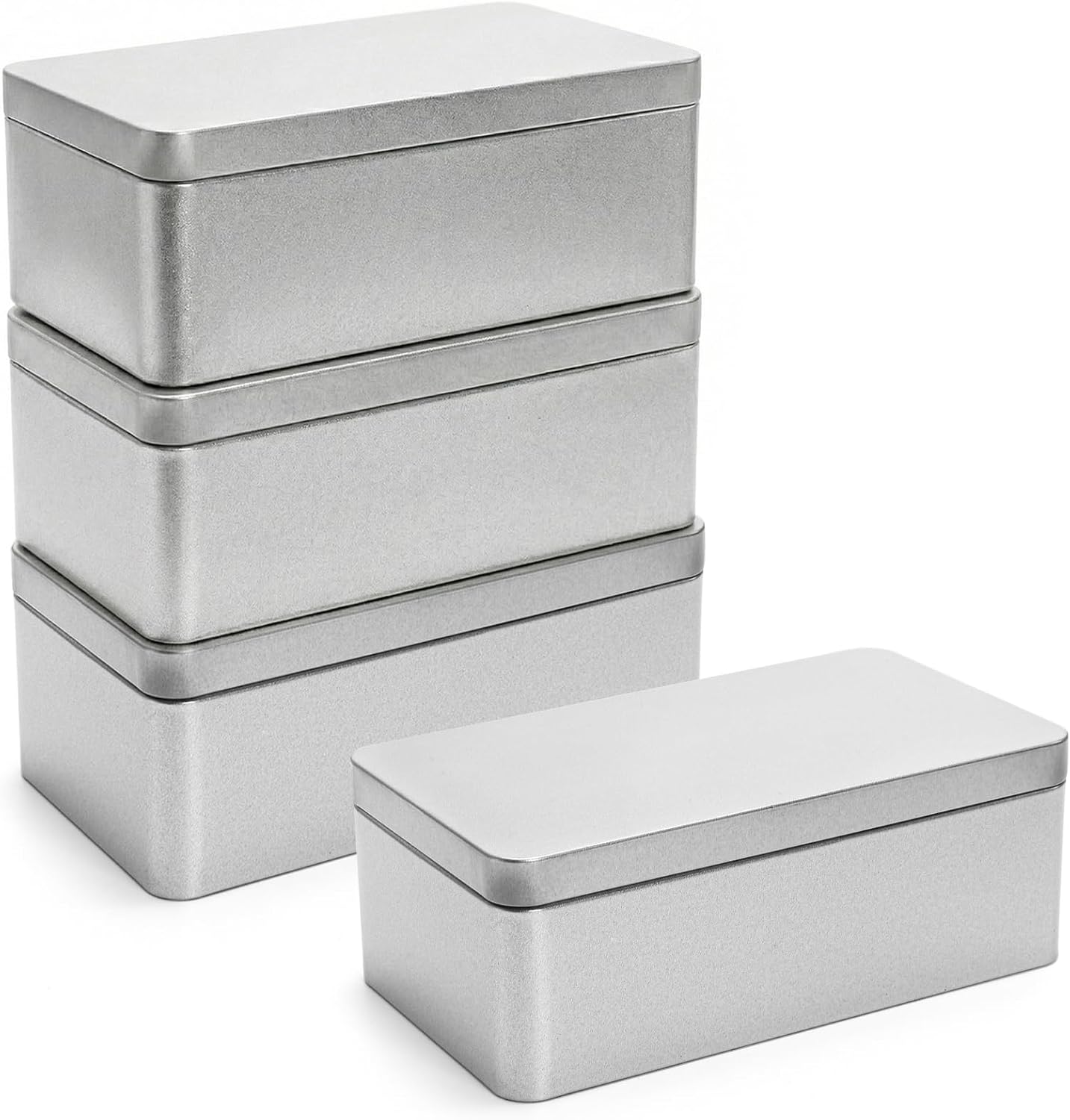 Okllen 8 Pack Silver Rectangular Tin Box, 7 x 3.9 x 2.4 inch Empty Metal Tin Containers with Lids, for Jewelry, Car Keys, Candy, Crafts, Gift &amp; Home Storage