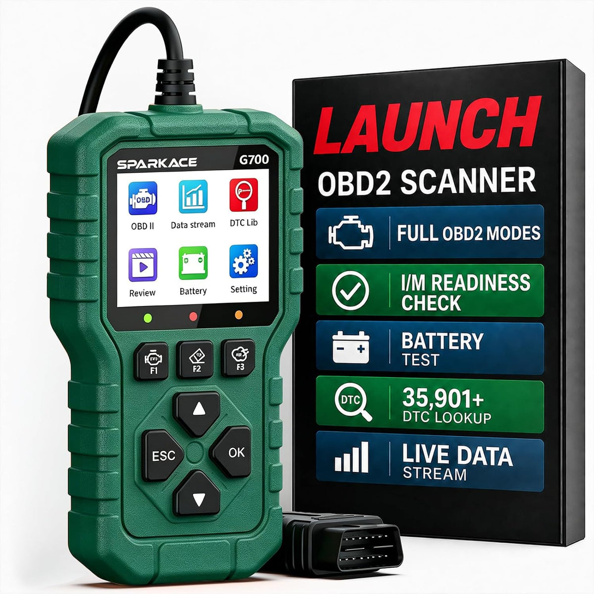 Launch G700 OBD2 Scanner, Car Code Reader with Live Data & I/M Check