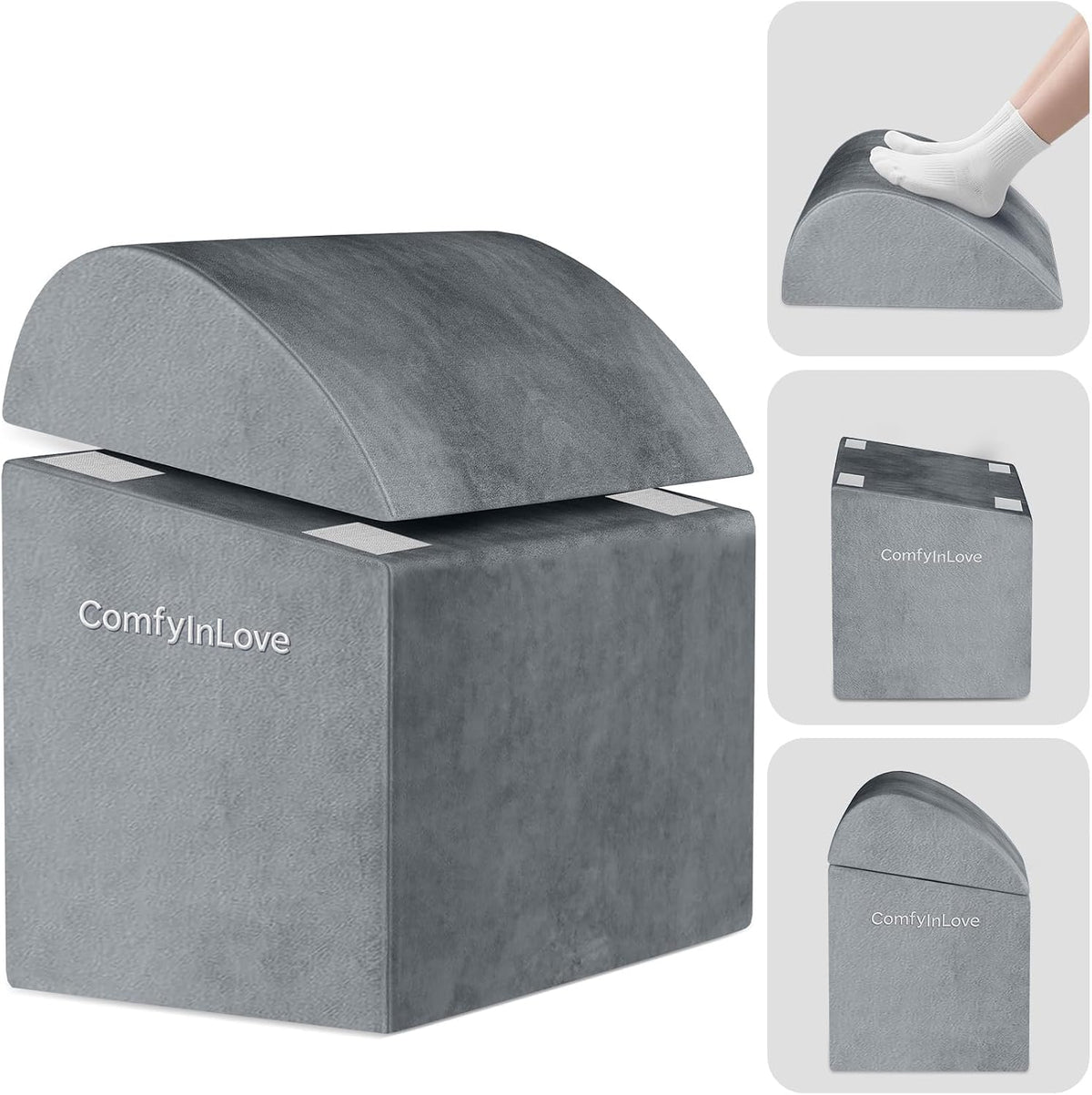 Foot Rest for Under Desk with 3 Heights, Foot Stool, Light Grey
