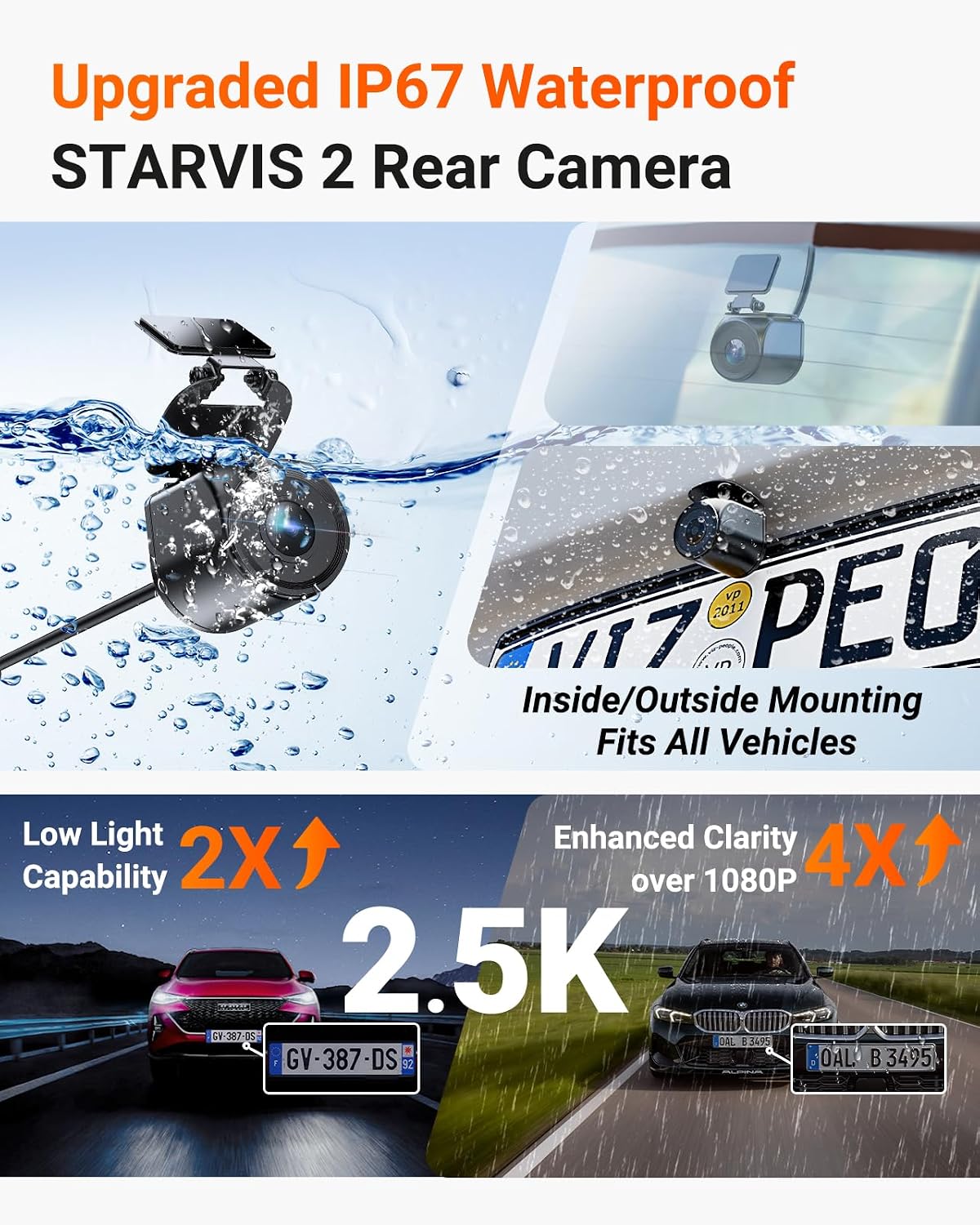 Vantrue N4 Pro S 4K 3 Channel Dash Cam, Triple STARVIS 2, IP67 Rear Camera