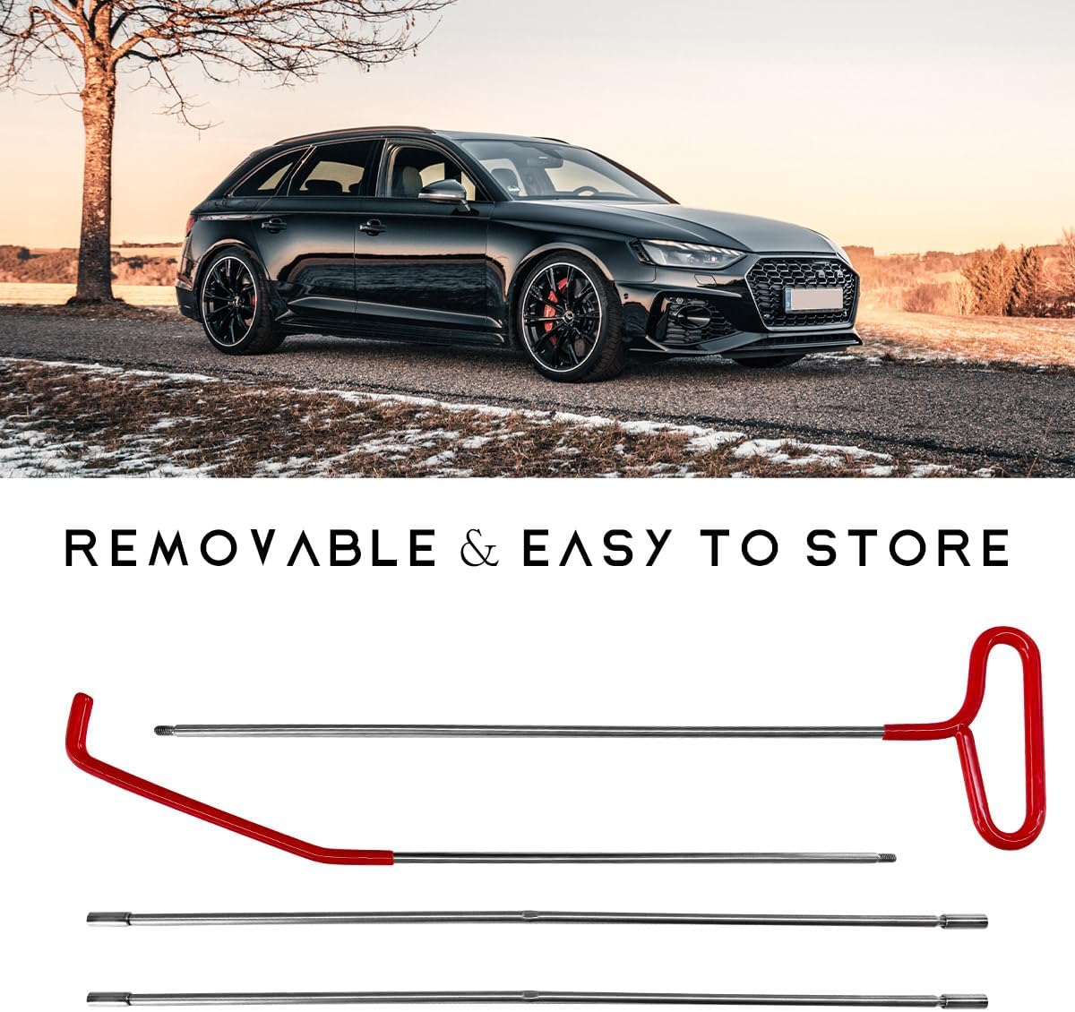DXNQ Car Long Reach Tool, 67" Multi-Function Automotive Emergency Tool, Portable Long Pin Puller Hook Kit with Adjustable Length for Vehicles, Car Repair Tool Kit Accessories (Red)