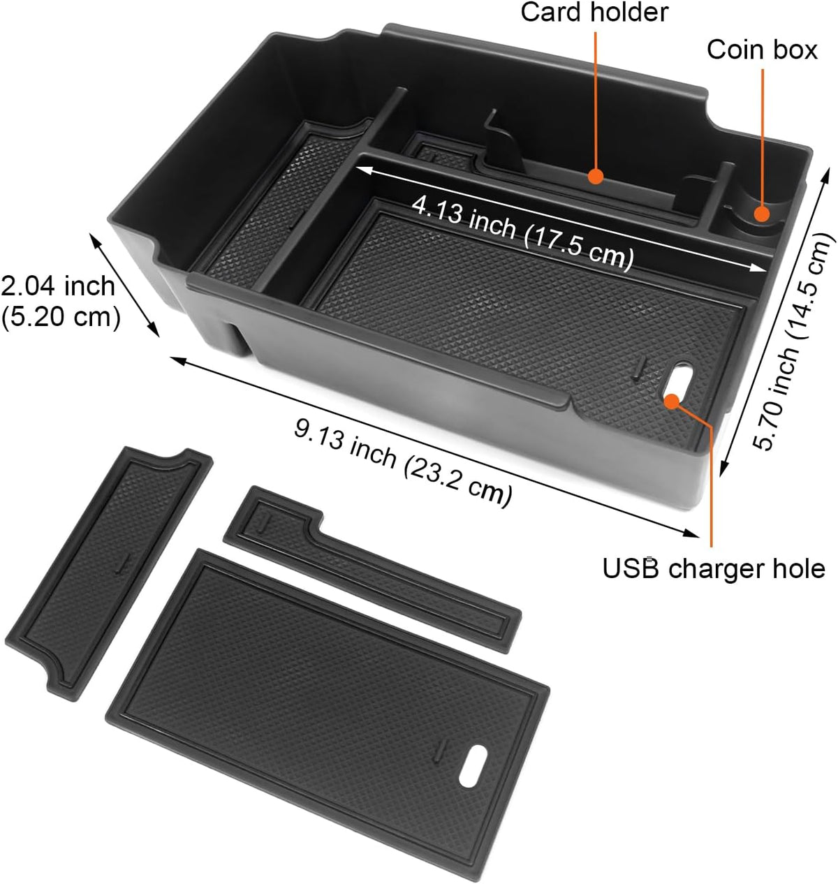 Center Console Organizer for Subaru Crosstrek & Impreza, Black Coin Holder