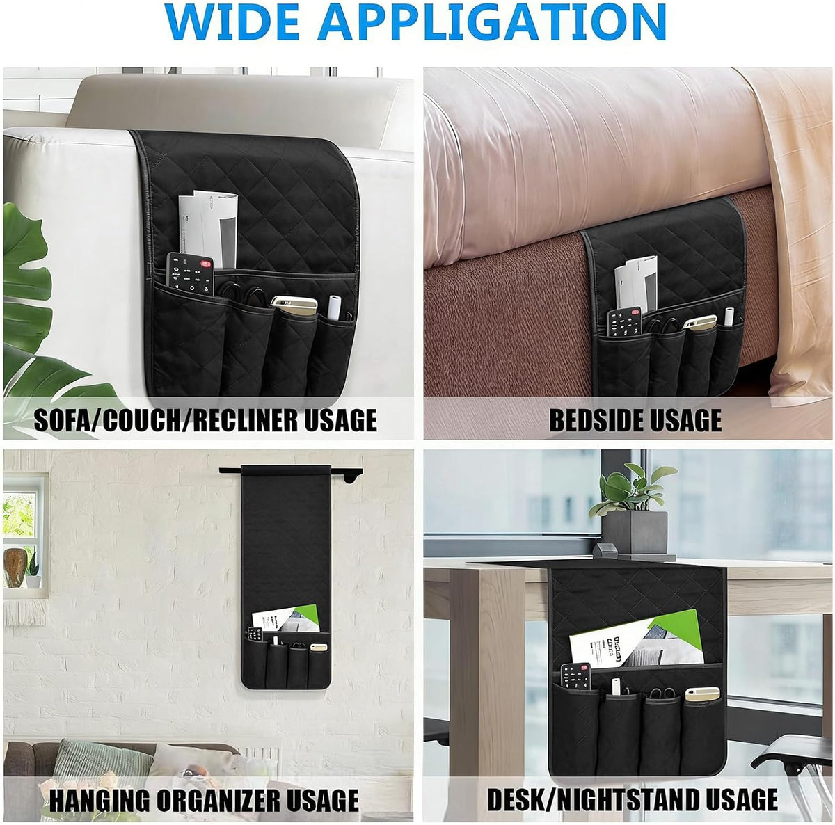 Armchair Caddy for Recliner, Non Slip Sofa Arm Organizer, Black