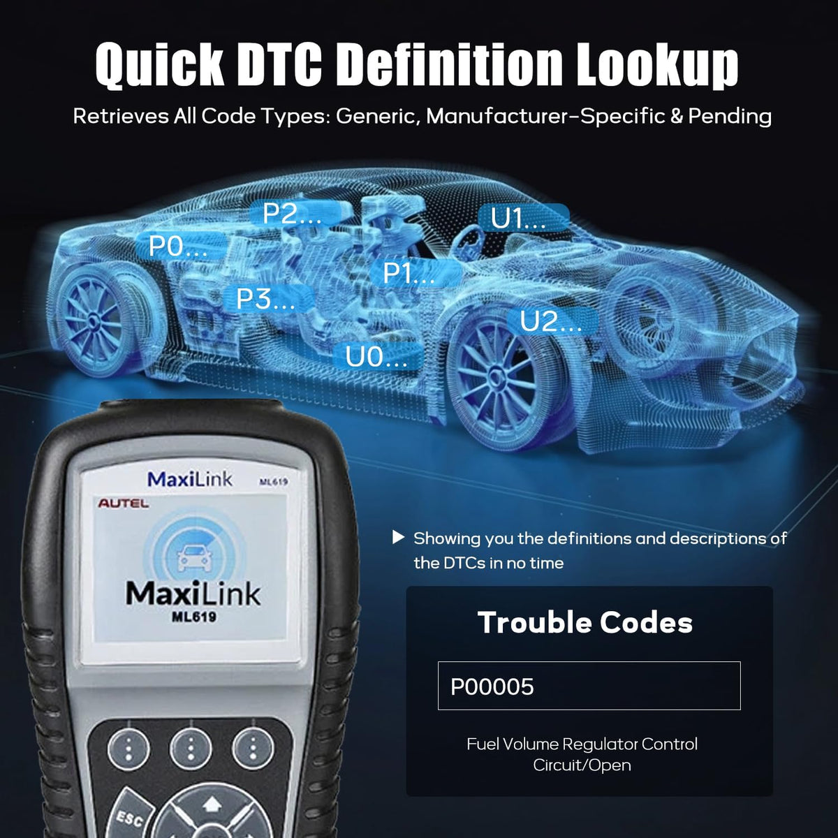 Autel MaxiLink ML619 ABS SRS OBD2 Diagnostic Code Reader