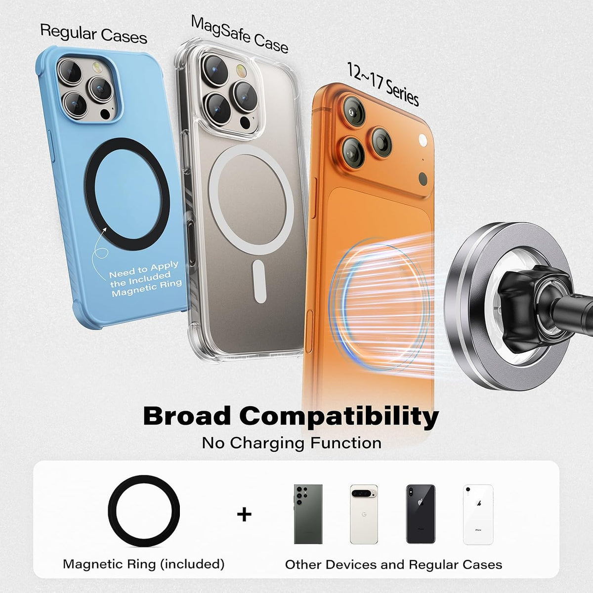 1Zero MagSafe Car Phone Mount with One-Button Suction Cup Lock