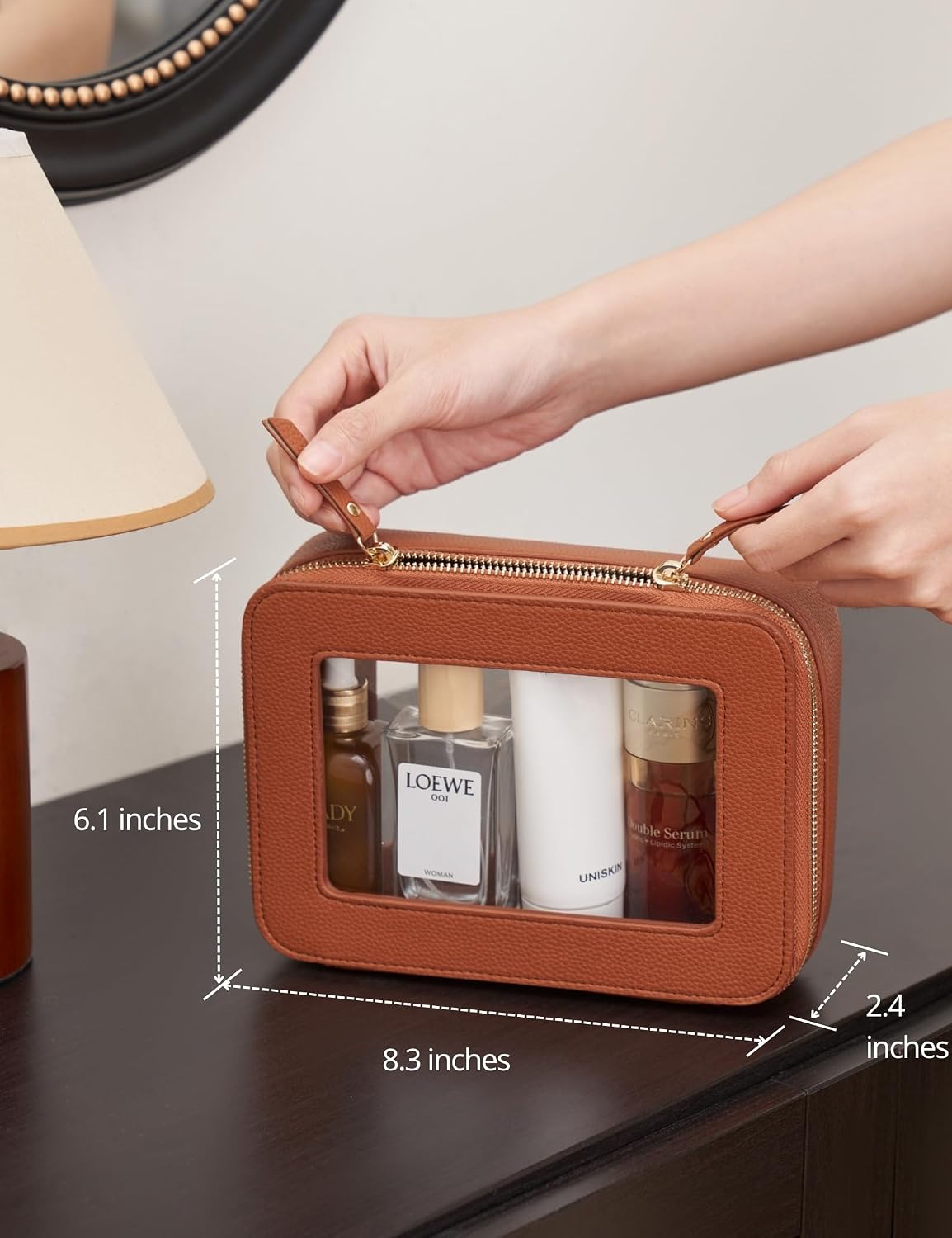Popvibe Clear Makeup Bag Toiletry Case Travel Transparent Cosmetic Bag with Zipper, Portable Make Up Organizer Traveling Compact Car Bag for Essentials