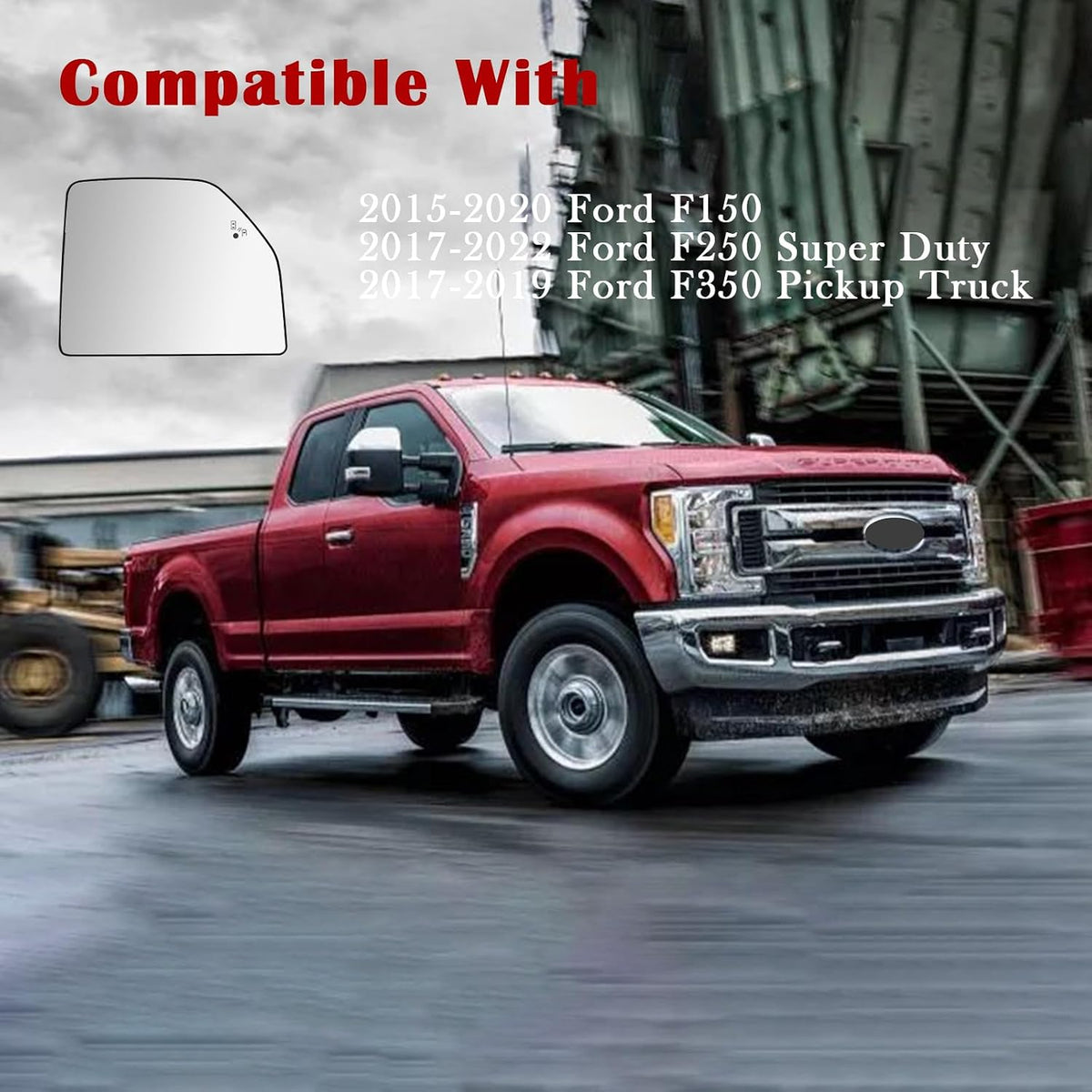 Passenger Side Mirror Replacement for 2015-2020 Ford F150, 2017-2022 Ford F250 Super Duty, 2017-2019 Ford F350 Pickup Truck, Right Side Mirrors Glass, with Backing Plate, Power Heated, Blind Spot