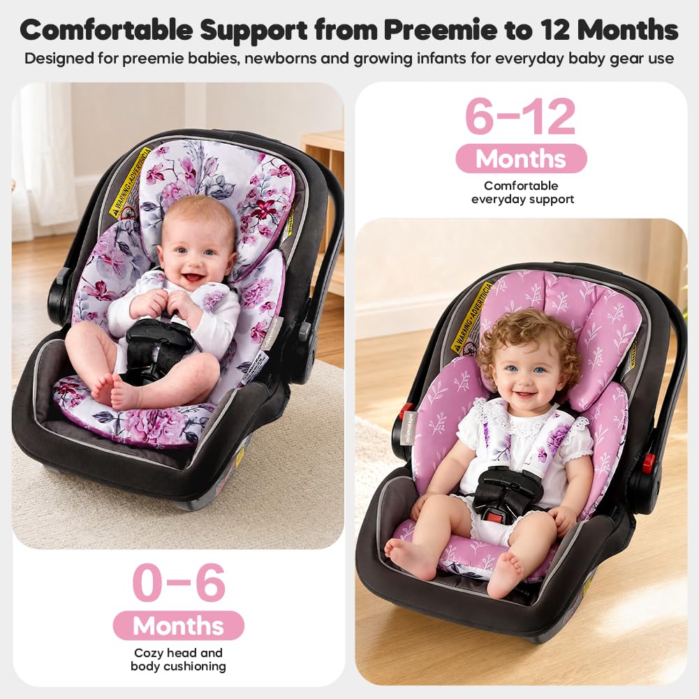 Infant Car Seat Insert for Newborn，Preemie Newborn Infant Insert, Newborn Car Seat Insert Head Body Support for Stroller, Baby Swing, Rocker, Bouncer, Bassinet, 2-in-1 Reversible