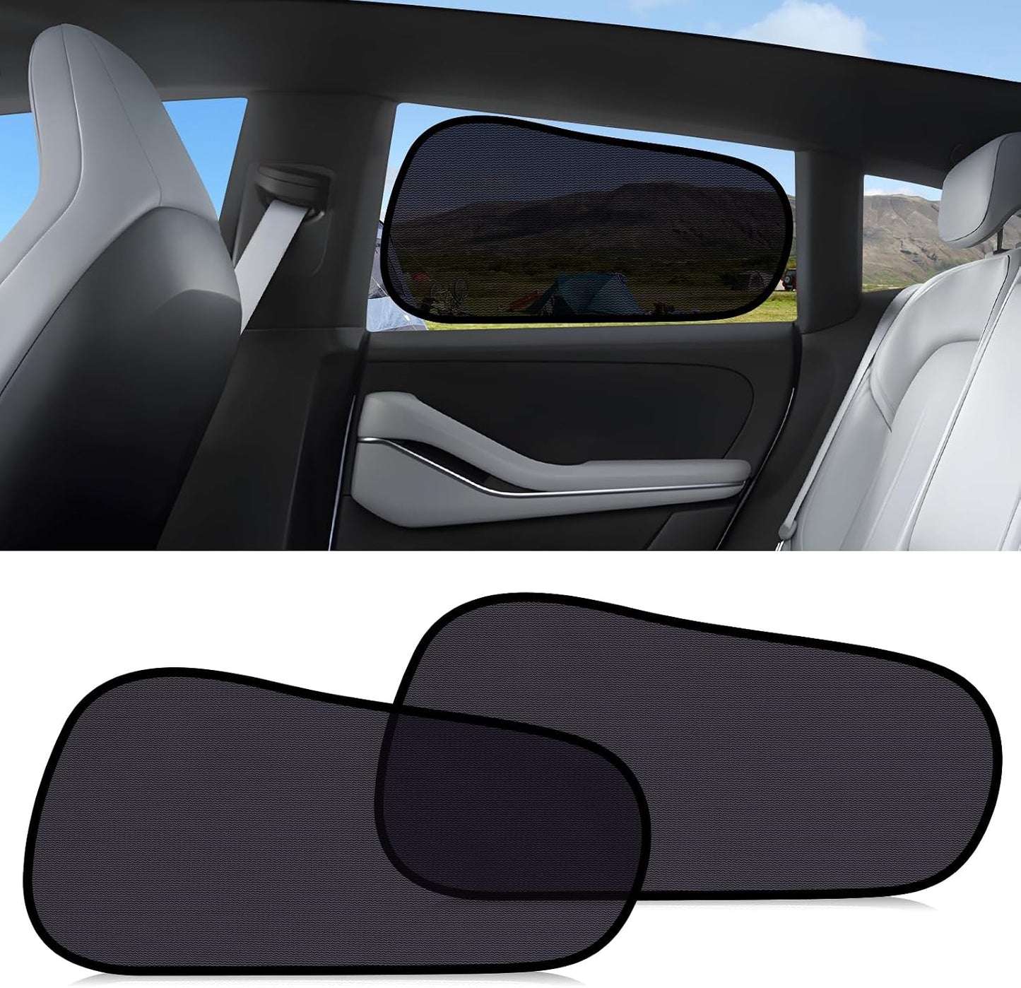 ZATOOTO Tesla Model Y Window Shades for Rear Window Sun Shade Semi Transparent Static Cling | Custom Fit 2020-2024 | 95% UV & Heat Block | Privacy Protection | No Adhesive, Tool-Free Install