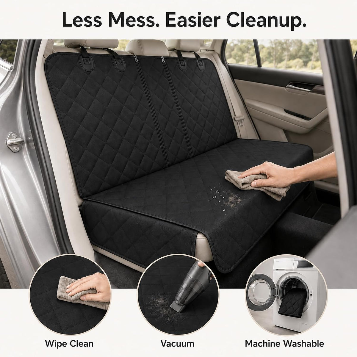 Back Seat Cover for Dogs, 600D Waterproof Split Bench Car Seat Protector