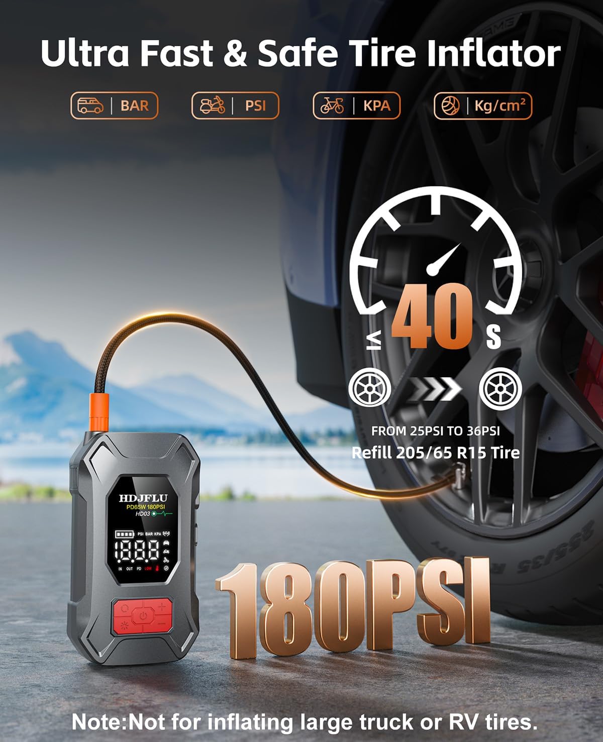 7500A Jump Starter with 180PSI Air Compressor, 24000mAh Car Battery Booster