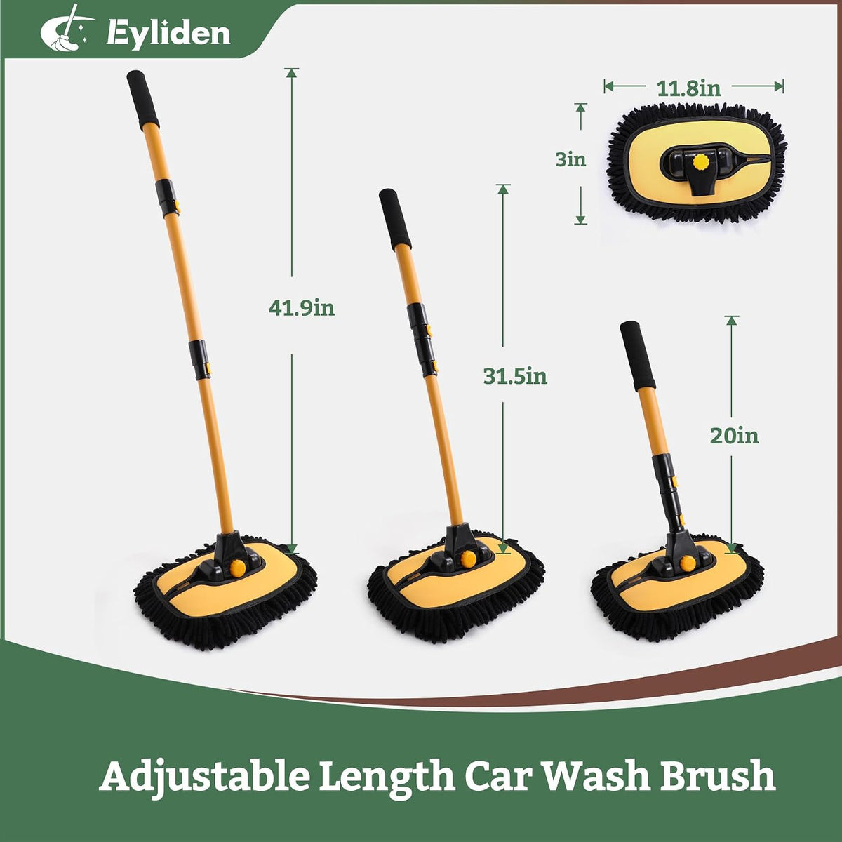 Eyliden Car Wash Brush Mop with Long Handle for Car Truck RV, Yellow