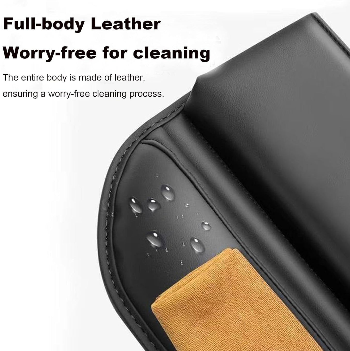Car Leather Cup Holder Gap Bag for Mobile Phones Glasses Keys Cards Seat Gap Storage Box (2 Pack, Black)