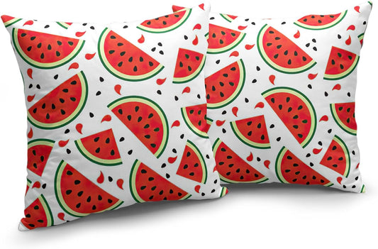 Watermelon Throw Pillow Covers 18 x 18 Inch Set of 2 Summer Green Fruit Pillow Covers Seasonal Farmhouse Pillow Cases Watermelon Cushion Cover for Home Bedroom Sofa Couch Car Decorations