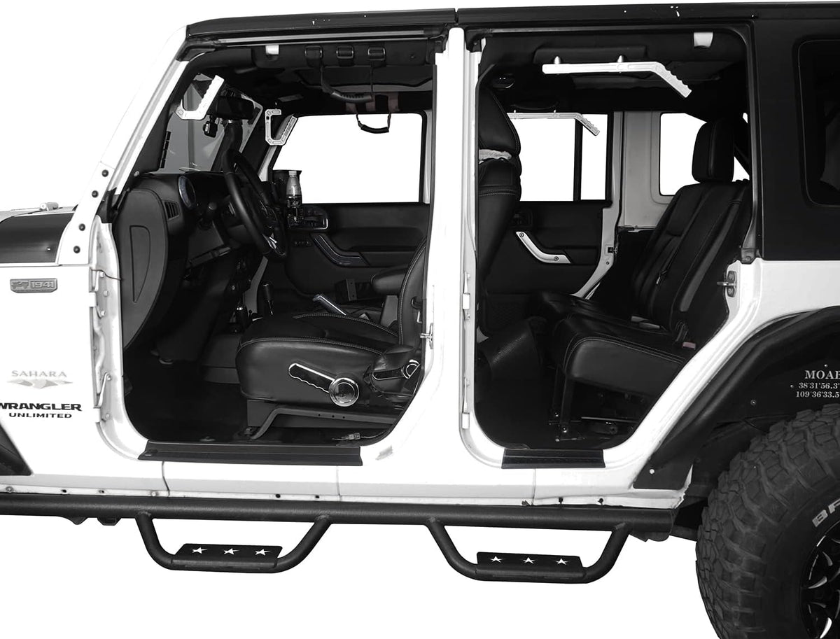 u-Box JKU Door Entry Guard Sill Protector Scuff Plate Black Compatible with 2007-2018 Jeep Wrangler JK Unlimited 4-Door