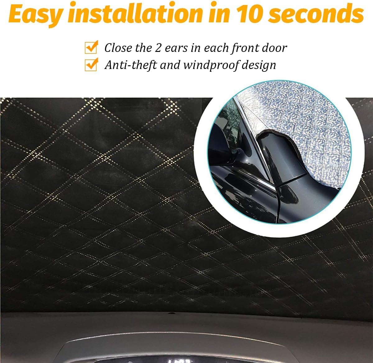 Auto Windshield Snow Cover for 2022-2025 Ford Maverick, Exterior Front Window Frost Guard Ice Protection Sun Shade White