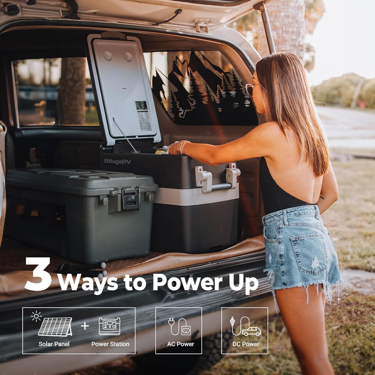 BougeRV 12V Refrigerator Fridge Freezer Portable Car Fridge 42 Quart Electric Cooler 12V/24V DC 110~240V AC for RV Camper Truck Pickup SUV Van Boat Camping Tailgating Road Trip Outdoor Travel