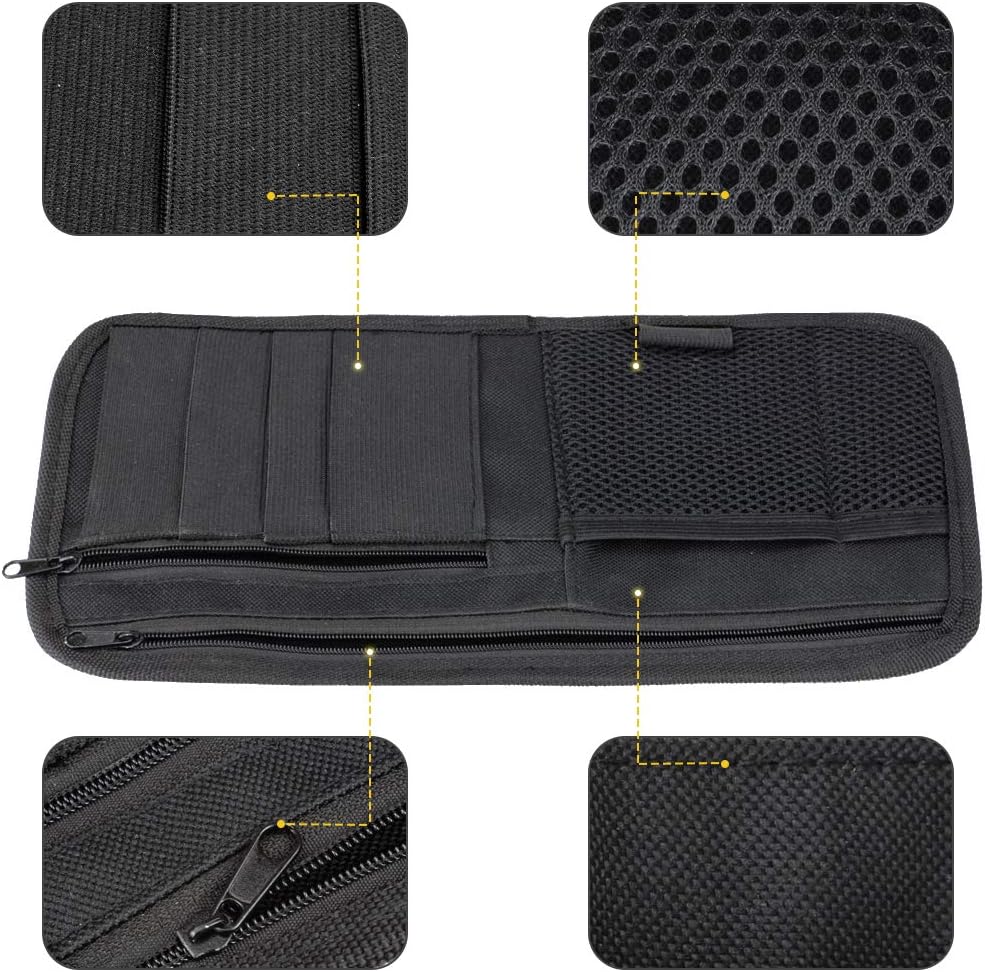 LIVANS Car Sun Visor Organizer, Vehicle Visor Storage Pouch, Auto CD and Glasses Holder, Interior Car Accessories for Credit Card and Registration Document, Fits Most Cars, SUVs, Jeeps, Trucks
