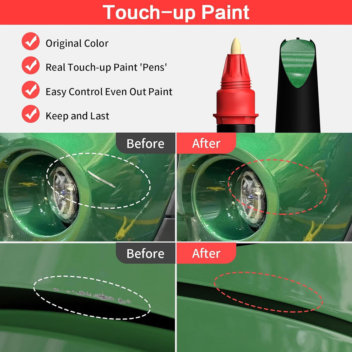 Carhoo C4L Sage Green Metallic Compatible with MINI Cooper Exact Match Touch Up Paint Pen - 0.56 Fl Oz(16ml)
