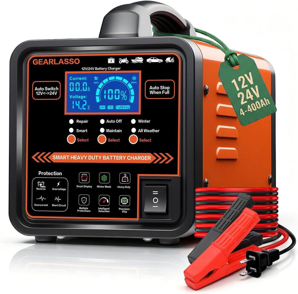12V 24V Car Battery Charger, Automatic Battery Maintainer