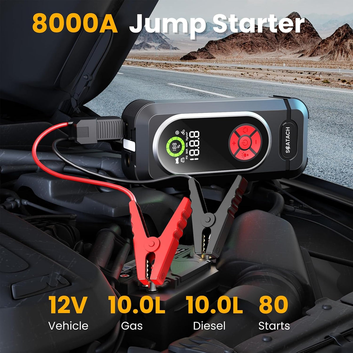 Jump Starter with Air Compressor 8000A Battery Jump Starter Portable 150PSI