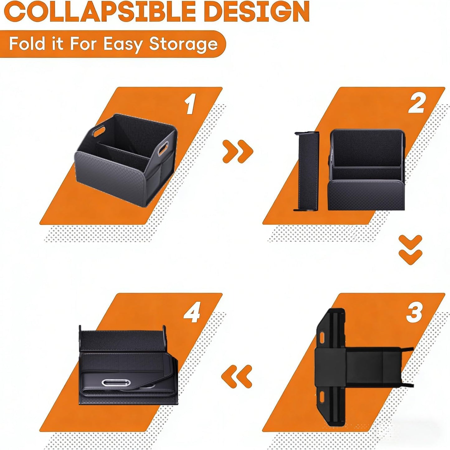 Car Trunk Organizer and Car Storage,Collapsible Multi-Compartment Car Organizers, Waterproof Foldable Luggage Bag with 4 Pockets，Suitable for Any Car