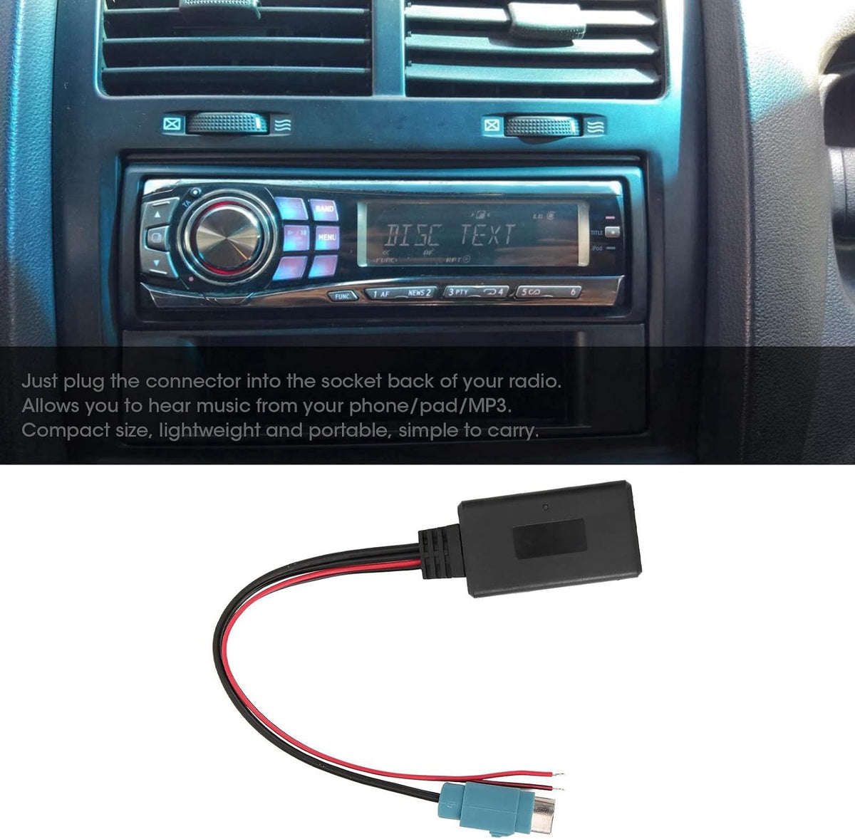 Bluetooth AUX in Cable Wireless Audio Adapter ABS Material 12V Car Bluetooth Module Replacement for Alpine iDA X001 IVA 205R DVA 9861Ri Compact Lightweight Portable