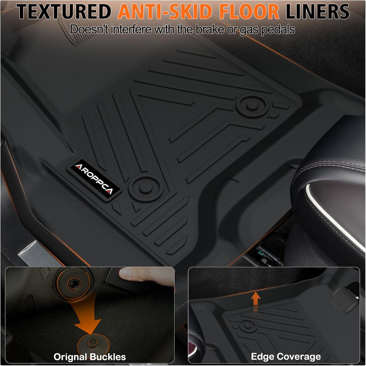 All Weather Car Floor Mats for 2014-2018 Chevrolet Chevy Silverado/GMC Sierra 1500 Crew Cab, 2015-2019 Silverado/Sierra 2500 HD/3500 HD Crew Cab, TPE Floor Liners for Chevy Silverado Accessories