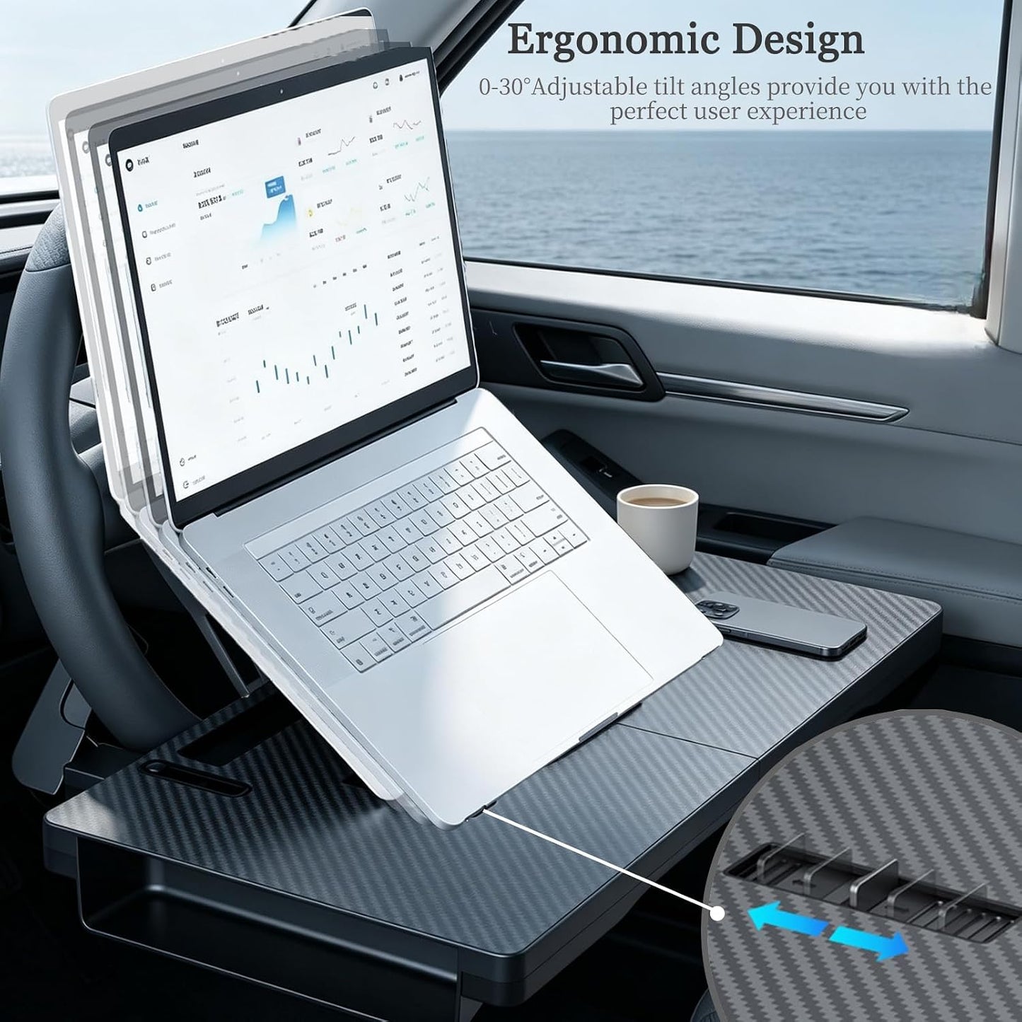 2-in-1 Car Steering Wheel Tray Desk & Car Seat Gap Filler Organizer, Upgraded Foldable Adjustable Car Table Compatible with Steering Wheel Cover| for Laptop, Eating Food, Writing (Portable)