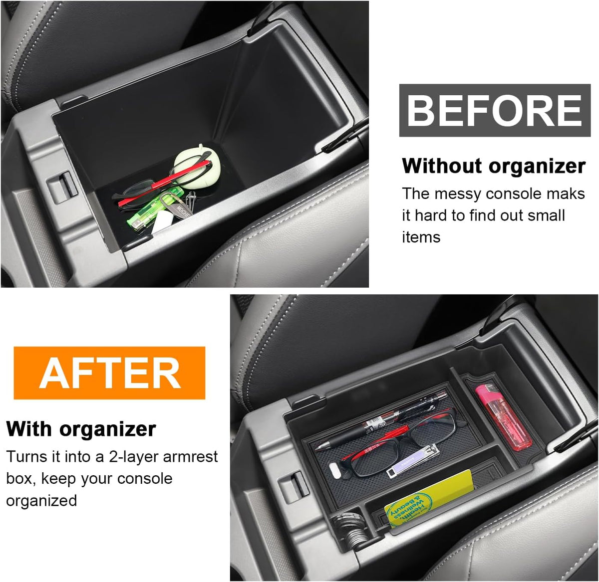 Center Console Organizer for Subaru Crosstrek & Impreza, Black Coin Holder