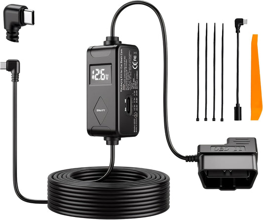 OBD Dash Cam Power Cable USB C,Parking Mode Kit with Low Voltage Protection