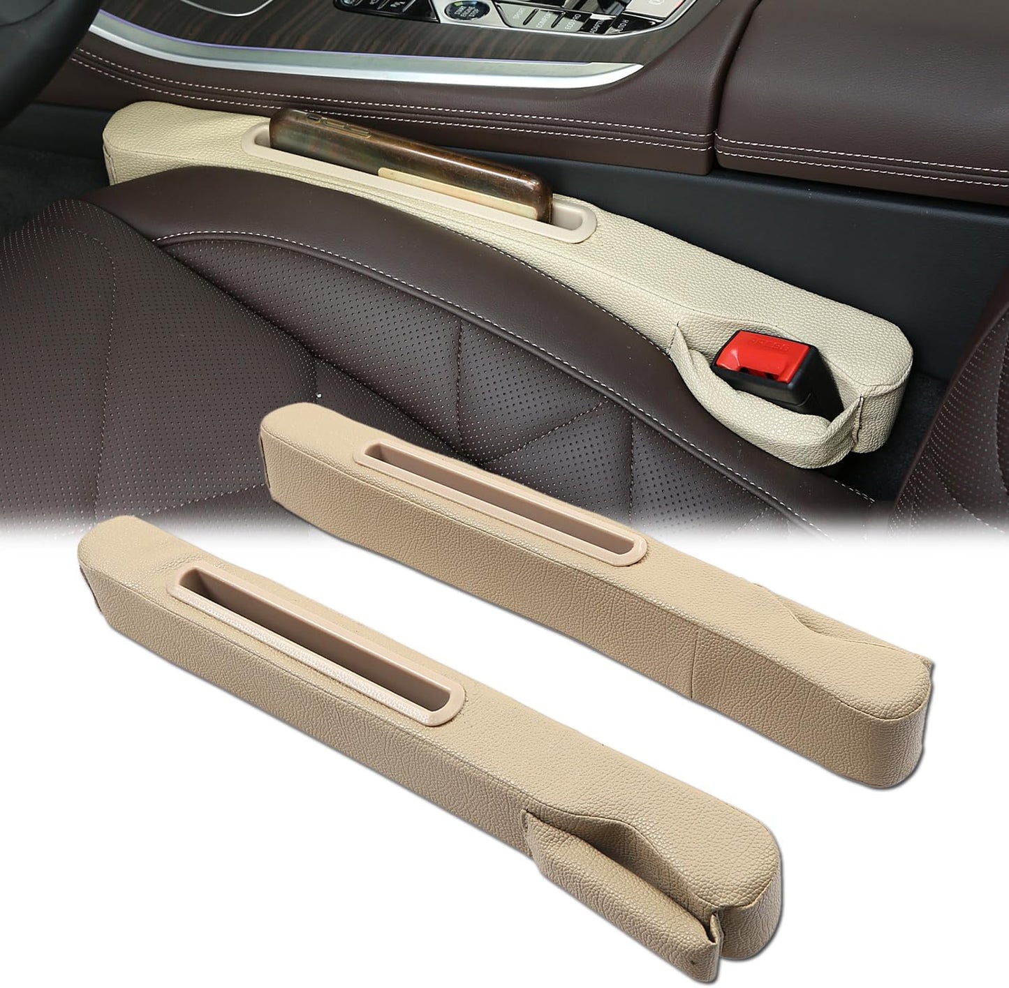 Car Seat Gap Filler 2 Pack,Car Seat Gap Filler Organizer,Car Seat Gap Plug with Storage Slot,3 in 1 Car Seat Gap Filler with Cup Holder,Prevent Small Items from Falling(Black)