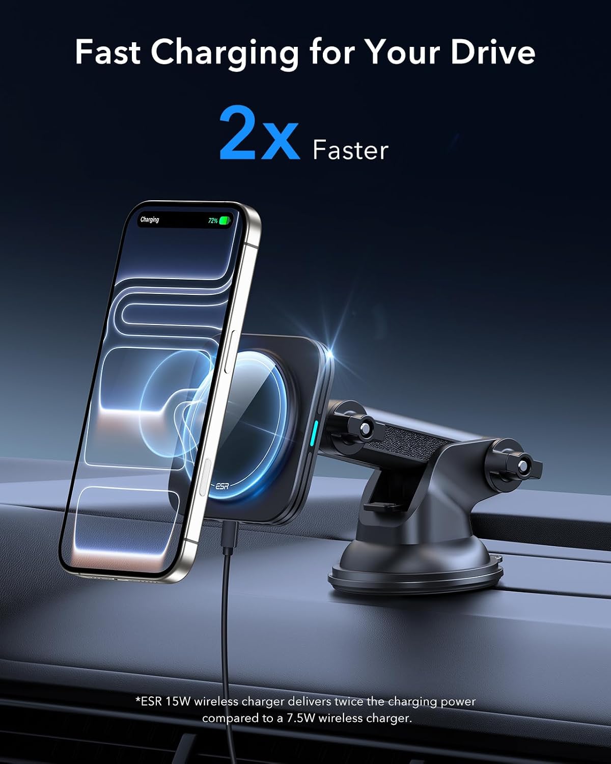 ESR for 15W MagSafe Car Mount Charger for iPhone Duo/18 Pro/17-12, S26/S25