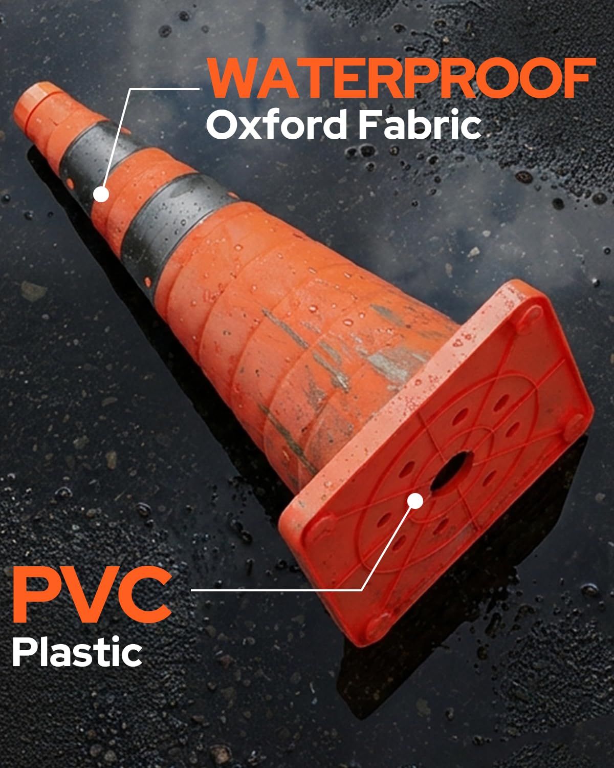 4 Pack 18In Collapsible Traffic Safety Cones with Reflective Collar