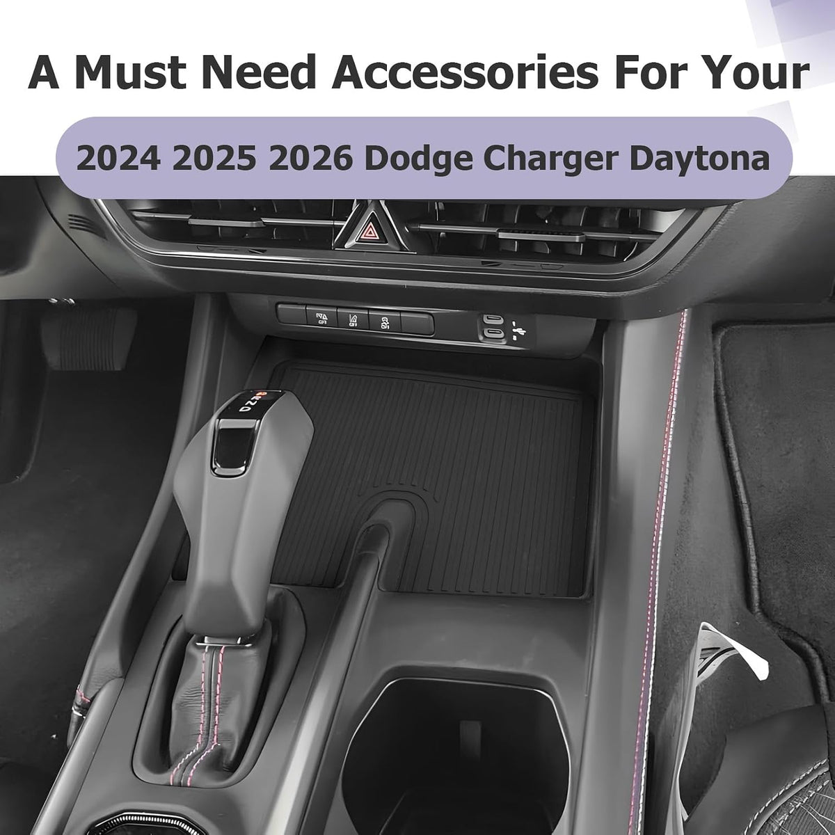 LUWU Center Console Anti-Slip Mat Compatible with 2024 2025 2026 2027 Charger Daytona R/T Scat Pack Accessories Silicone Protective Pad Liner Premium Protective Pad Phone Charger Liner Mat