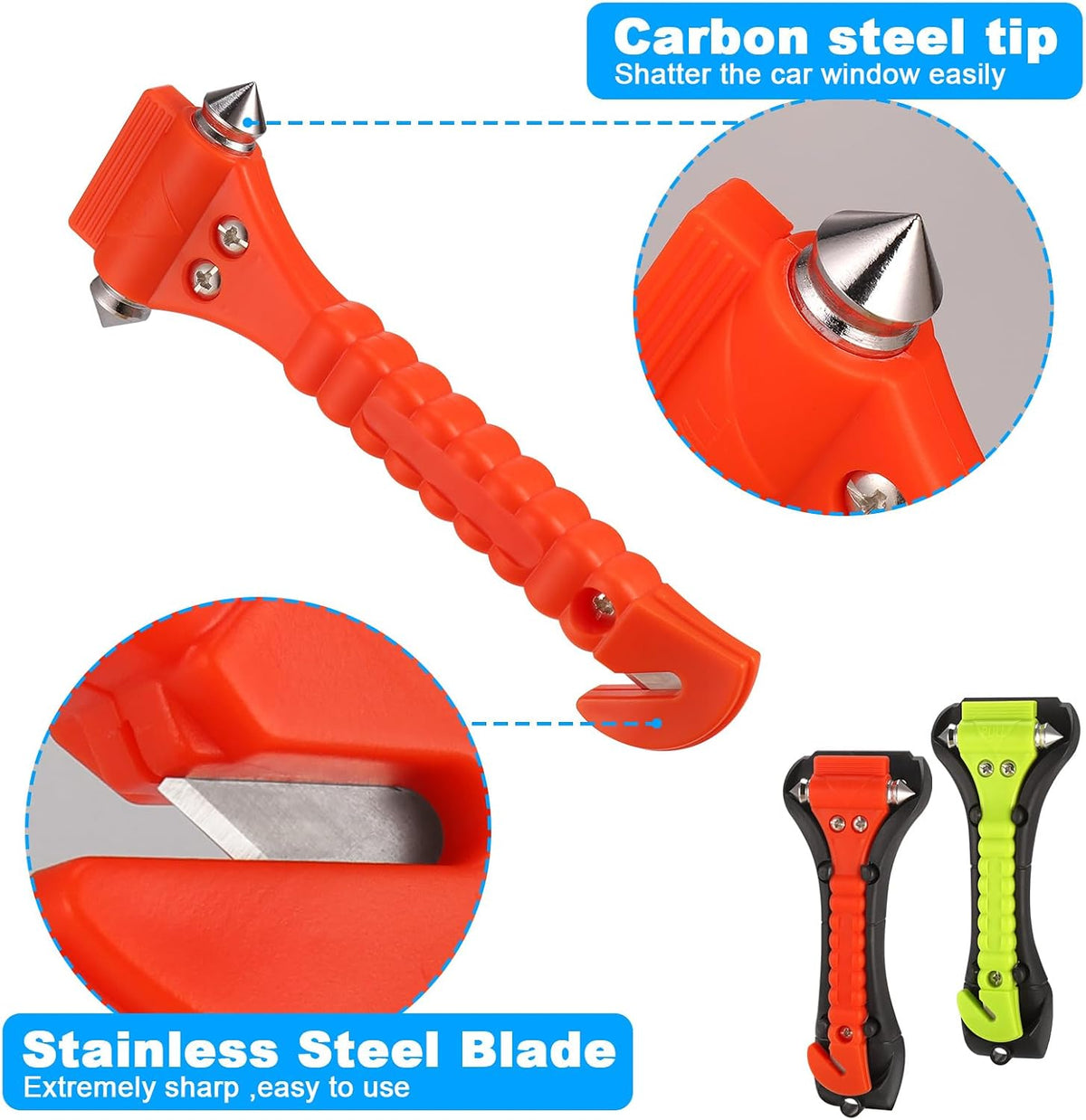 Window Breaker Seatbelt Cutter, 2 Pack Car Window Breaker, Emergency Seat Belt Cutter and Window Hammer Tool, Car Escape Tool with 2 Whistles, Car Safety Hammer Seatbelt Cutter