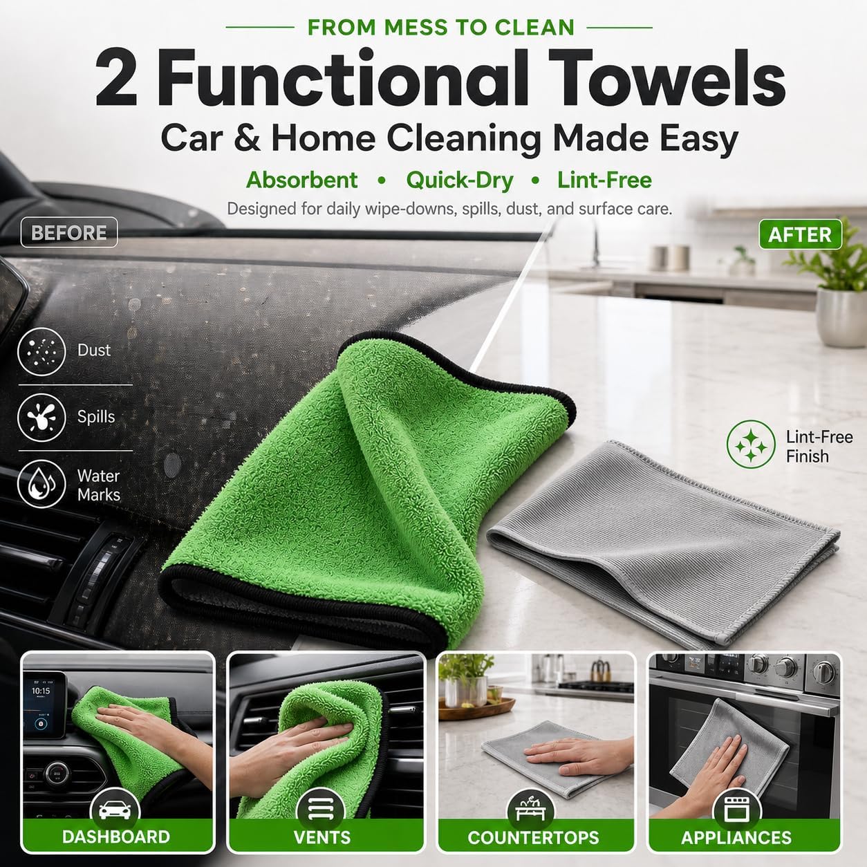 18PCS Car Detailing Kit Upgraded Boar Hair Scratch-Free Interior Cleaner | Dual-use auto&home kit with cleaning gel,2-in-1 vent brush,crevice/glass brushes&storage bag,perfect gift for car enthusiasts