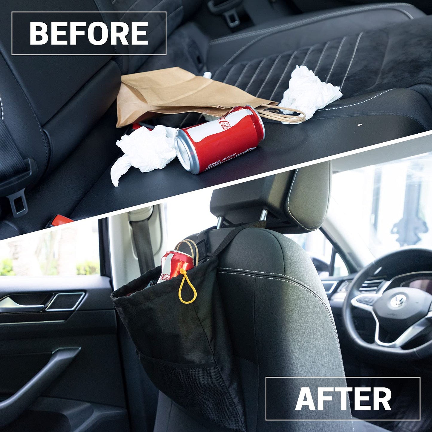 GNEGNI 2PCS Hanging Car Garbage Can - Waterproof Leakproof Trash Bag | Car Trash Can with Durable Leakproof Lining, Keeps Vehicle Clean and Neat