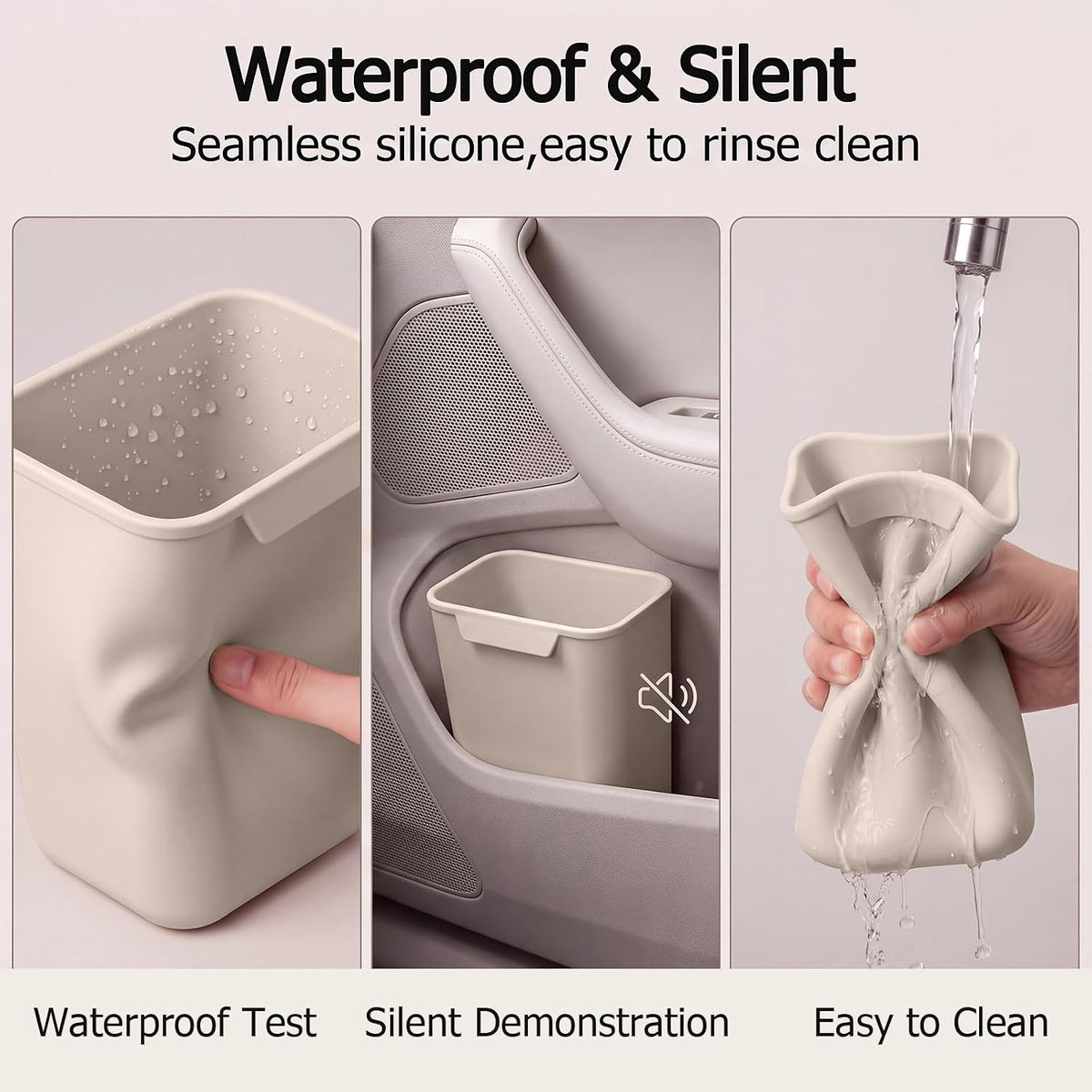 Soft Silicone 2‑in‑1 Car Door Pocket Trash Bin and Car Umbrella Holder
