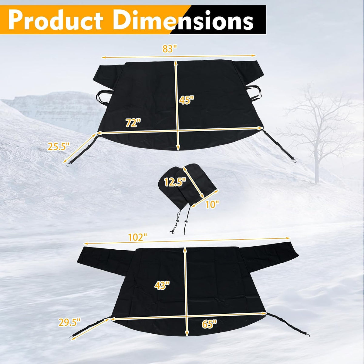 IRONMAX Front and Rear Windshield Snow Cover Set, 600D Oxford PVC Coated