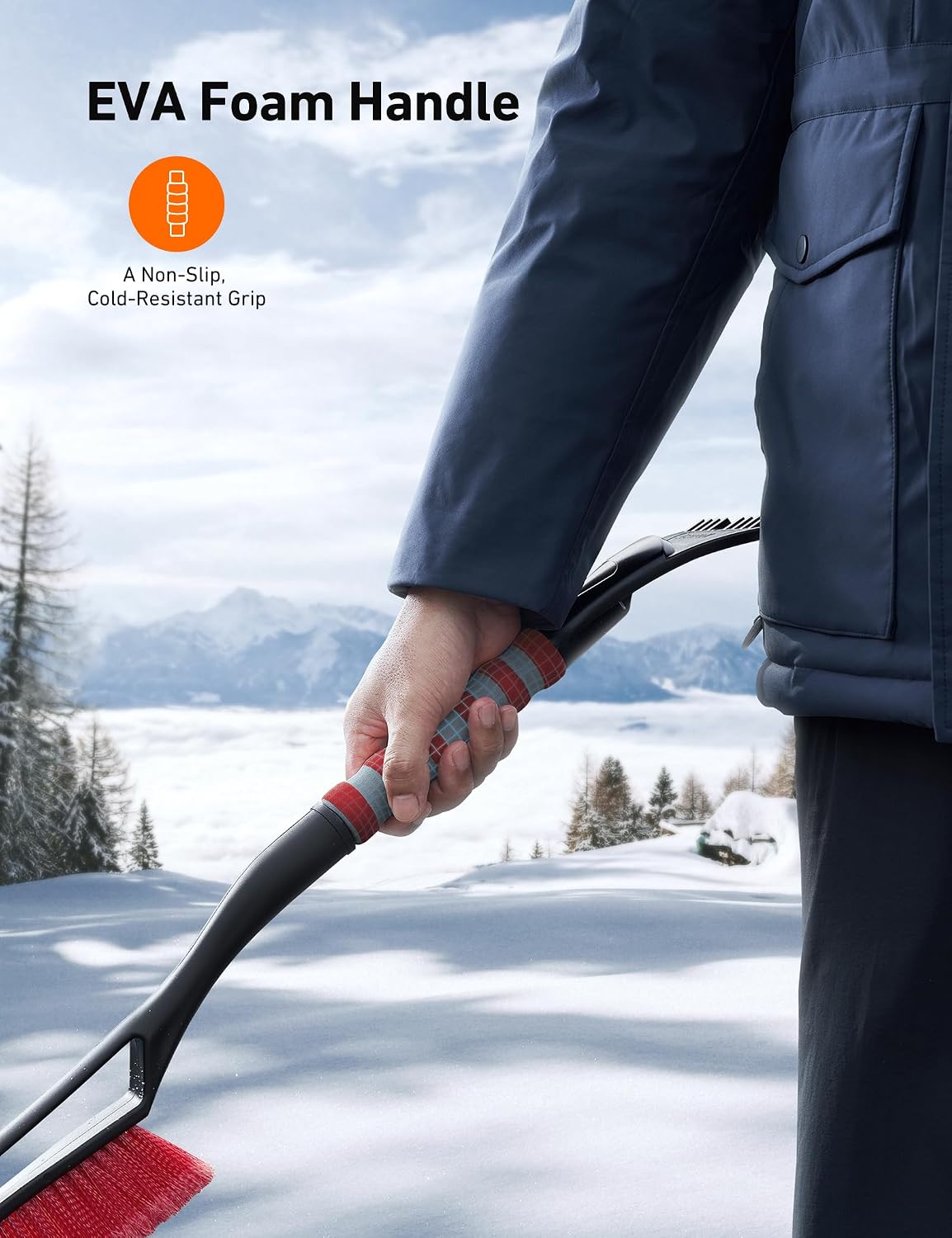 AstroAI 27" 2-in-1 Detachable Snow Brush & Ice Scrapers for Car Windshield