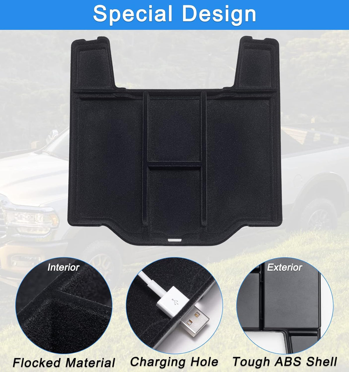 PIMCAR Center Console 0rganizer for 2019-2026 Dodge RAM 1500 2500 3500
