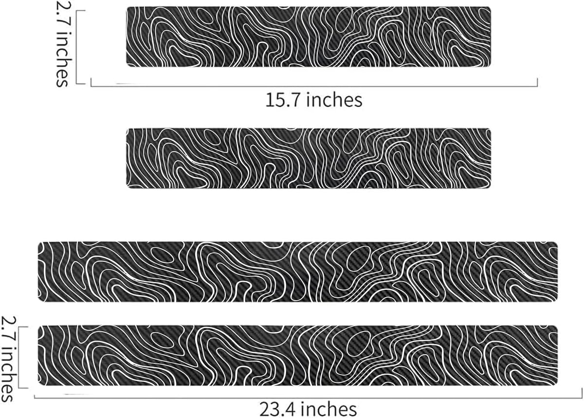 4pcs Topographic Topography Map Exploration Discover Carbon Fiber Car Door Front/Rear Sill Plate Protectors, Reflective Sticker Decorative Door Entry Guard Door Threshold Scratch Pad Film