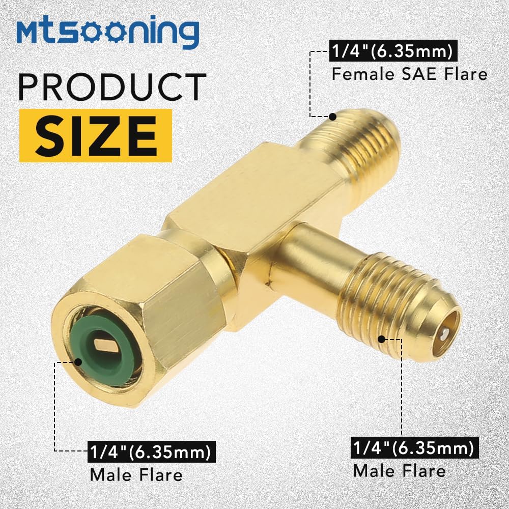 2 Pcs Quick Coupler Access Tee, 1/4'' Valves Core Tee Adapter with Swivel Connector Replacement for Gauge Deep Vacuum Pump Manifold